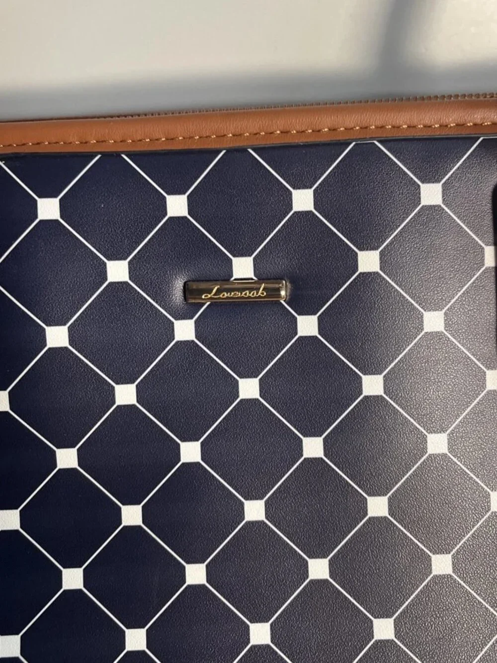 Lovevook Navy Diamond Geometric Tote bag With Matching Handbag & Wallet